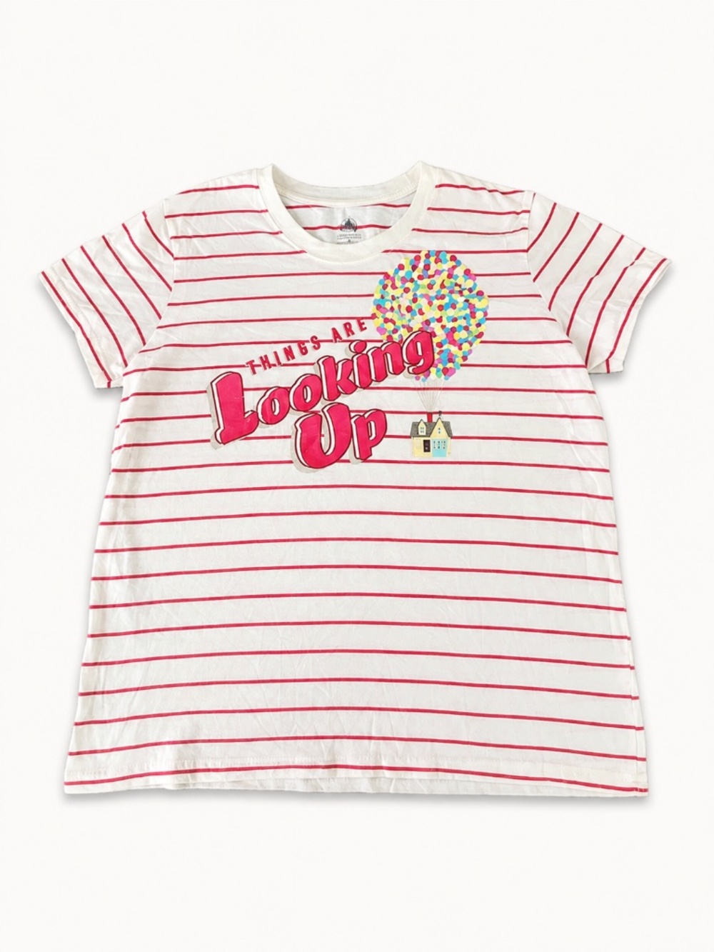 Disney Pixar Up “Things Are Looking Up” Striped Graphic T-Shirt Women’s XL